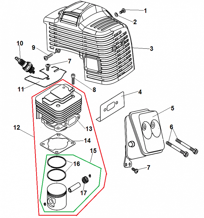 1 ПОРШЕНЬ - ЦИЛИНДР - СВЕЧА ТРИММЕР CHAMPION T347-2